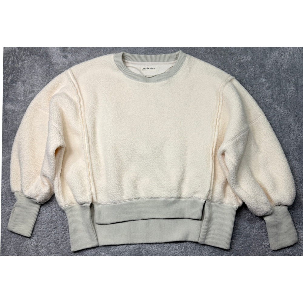 Free People Cozy Camden Sweatshirt Womens XS Vanilla Fleece Pullover Oversized